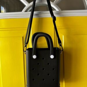 Mini Black Tote Bag with Adjustable Strap